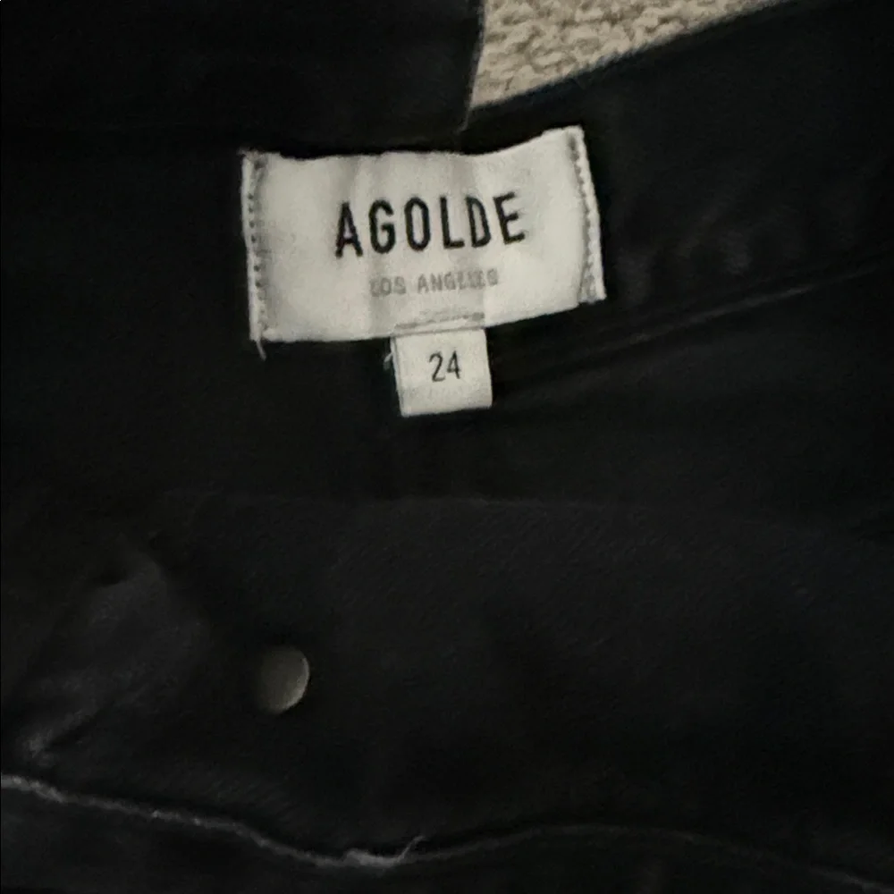 AGOLDE Criss Cross 90’s Denim Shorts Long Black Sz 24 100% Organic Cotton